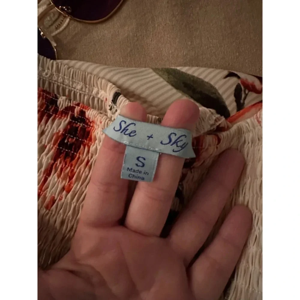 Women's She +‎ Sky Floral Dress Small White Red - Picture 4 of 4